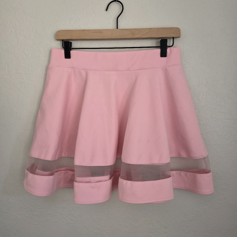 Pink Skirt with Sheer Panel, Womens Size M